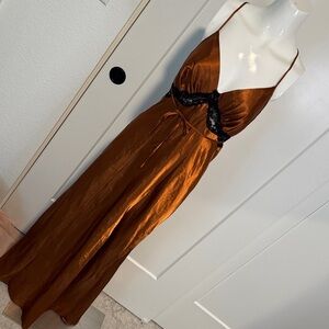 Frederick's of Hollywood Copper Satin Backless Dress